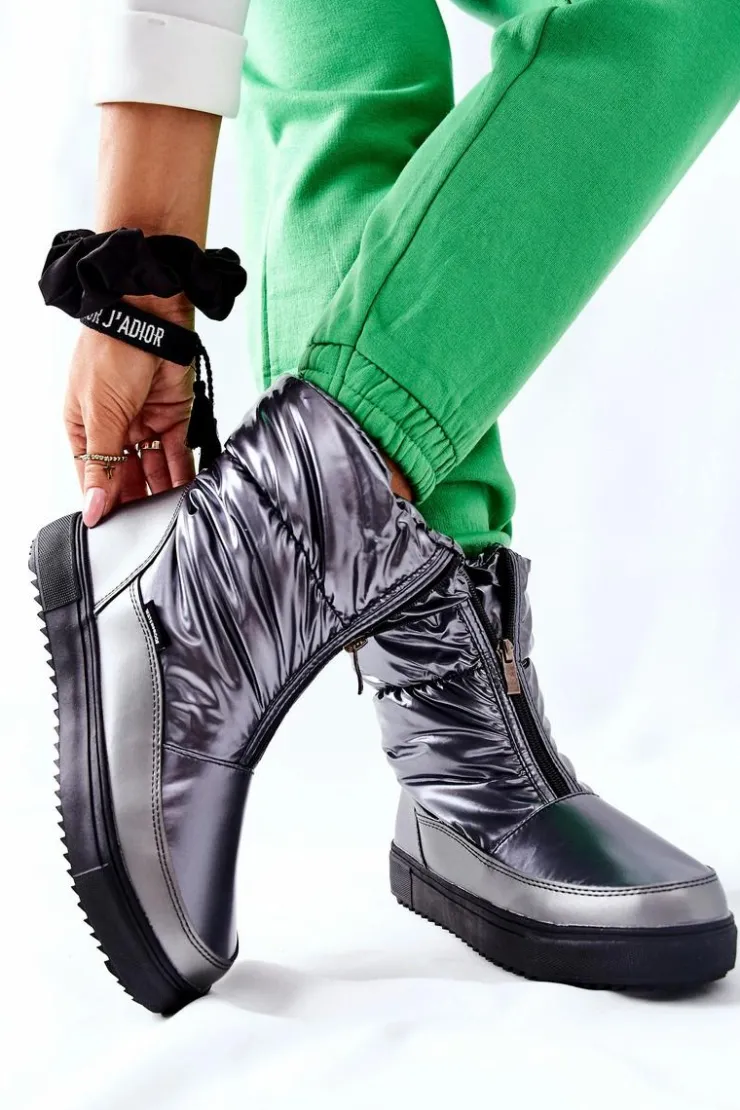 Online Damskie buty S.Barski Damskie Śniegowce Ocieplane Szare Monile