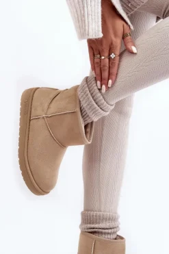 Hot Big Star Shoes Damskie Śniegowce Ocieplane Futerkiem Beżowe Big Star MM274160