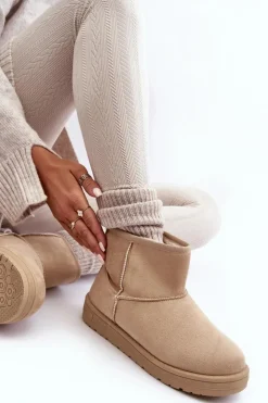 Hot Big Star Shoes Damskie Śniegowce Ocieplane Futerkiem Beżowe Big Star MM274160
