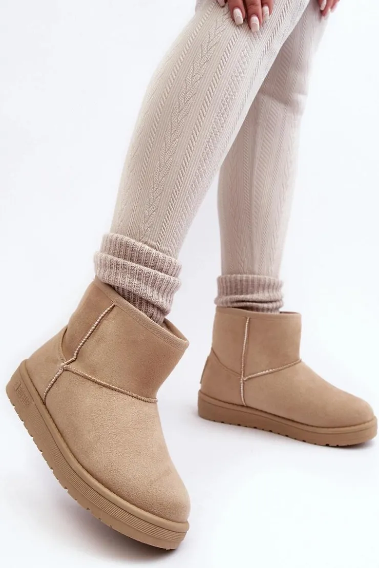 Hot Big Star Shoes Damskie Śniegowce Ocieplane Futerkiem Beżowe Big Star MM274160