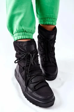 Damskie Damskie buty S.Barski Damskie Śniegowce Ocieplane Czarne Cironeus