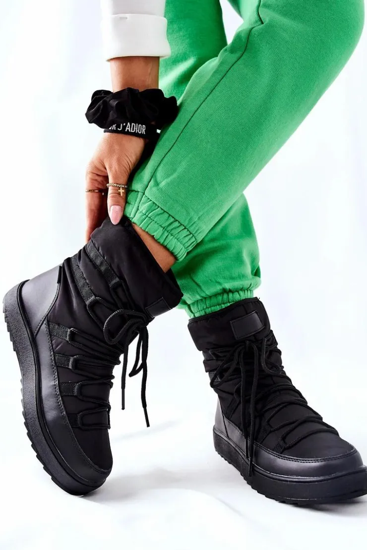 Damskie Damskie buty S.Barski Damskie Śniegowce Ocieplane Czarne Cironeus