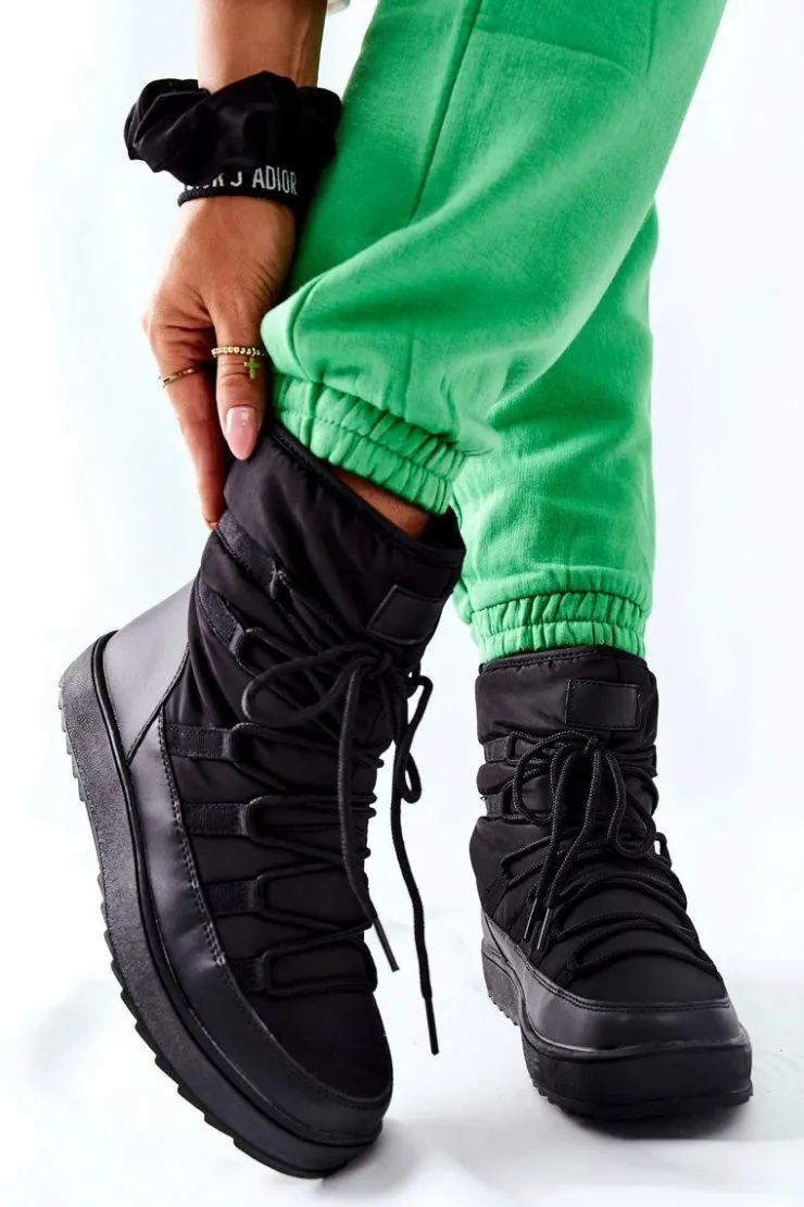 Damskie Damskie buty S.Barski Damskie Śniegowce Ocieplane Czarne Cironeus