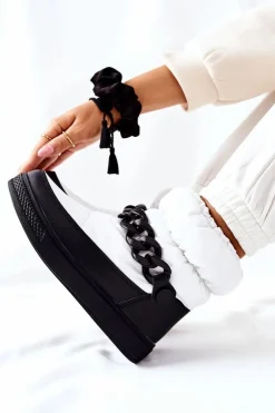 Hot Damskie buty S.Barski Damskie Śniegowce Ocieplane Białe Khariche