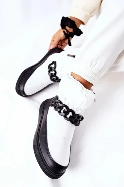 Hot Damskie buty S.Barski Damskie Śniegowce Ocieplane Białe Khariche