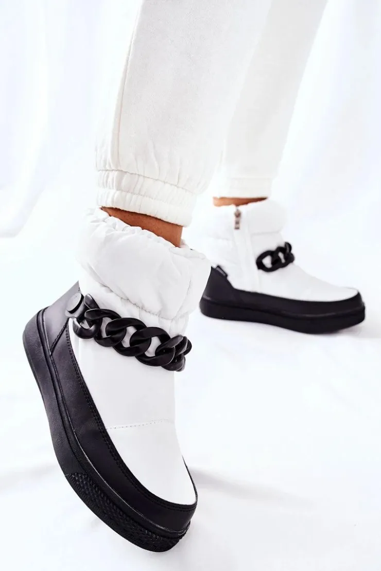 Hot Damskie buty S.Barski Damskie Śniegowce Ocieplane Białe Khariche