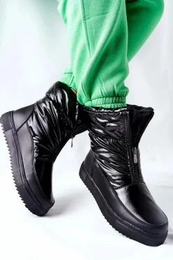 Damskie Damskie buty S.Barski Damskie Śniegowce Ocieplane Czarne Monile