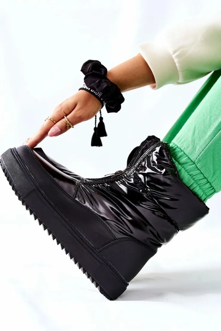 Damskie Damskie buty S.Barski Damskie Śniegowce Ocieplane Czarne Monile