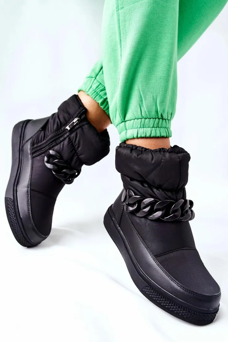 Damskie buty S.Barski Śniegowce Damskie*Damskie Śniegowce Ocieplane Czarne Khariche