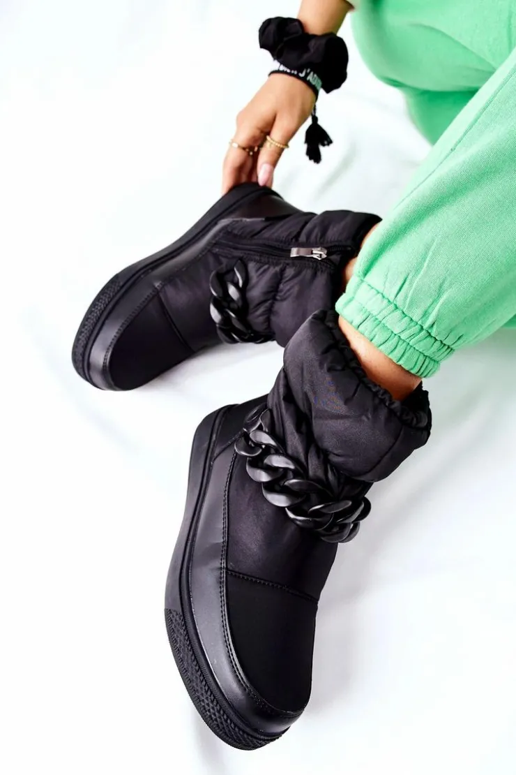 Damskie buty S.Barski Śniegowce Damskie*Damskie Śniegowce Ocieplane Czarne Khariche