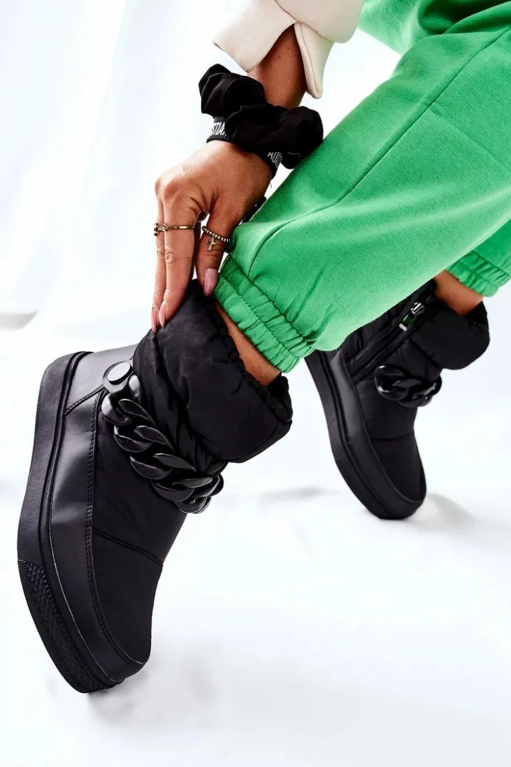 Damskie buty S.Barski Śniegowce Damskie*Damskie Śniegowce Ocieplane Czarne Khariche