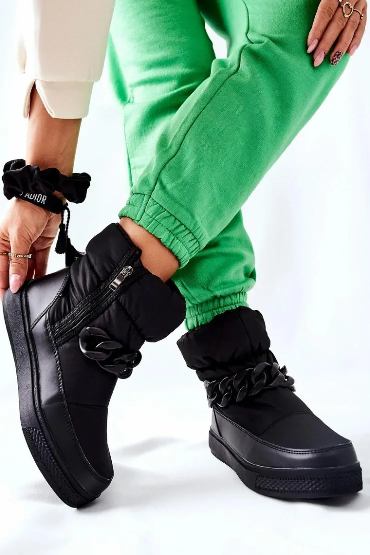 Damskie buty S.Barski Śniegowce Damskie*Damskie Śniegowce Ocieplane Czarne Khariche