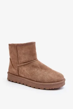 Boto Śniegowce Damskie*Damskie Śniegowce Ocieplane Futerkiem Khaki Lizio