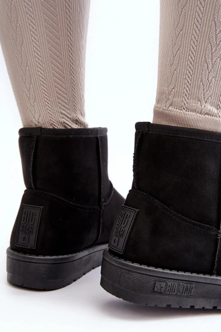 Big Star Shoes Śniegowce Damskie*Damskie Śniegowce Ocieplane Futerkiem Czarne Big Star MM274158 Czarny