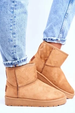 Big Star Shoes Damskie Śniegowce Ocieplane Brązowe Big Star GG274559