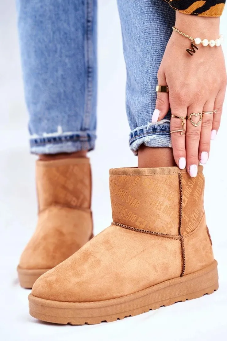 Big Star Shoes Damskie Śniegowce Ocieplane Brązowe Big Star GG274559