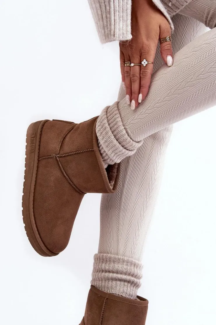 Damskie Big Star Shoes Damskie Śniegowce Ocieplane Futerkiem Brązowe Big Star MM274161