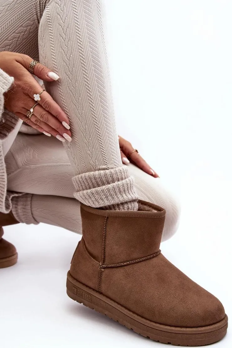 Damskie Big Star Shoes Damskie Śniegowce Ocieplane Futerkiem Brązowe Big Star MM274161