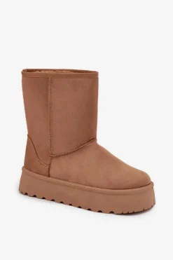 Discount Boto Damskie Śniegowce Ocieplone Futerkiem Camel Abrams Brązowy