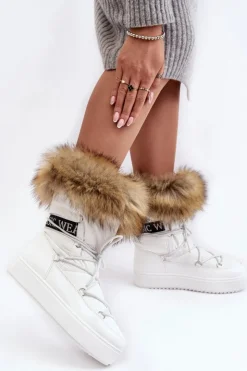 Damskie Boto Damskie Śniegowce Sznurowane Białe Santero