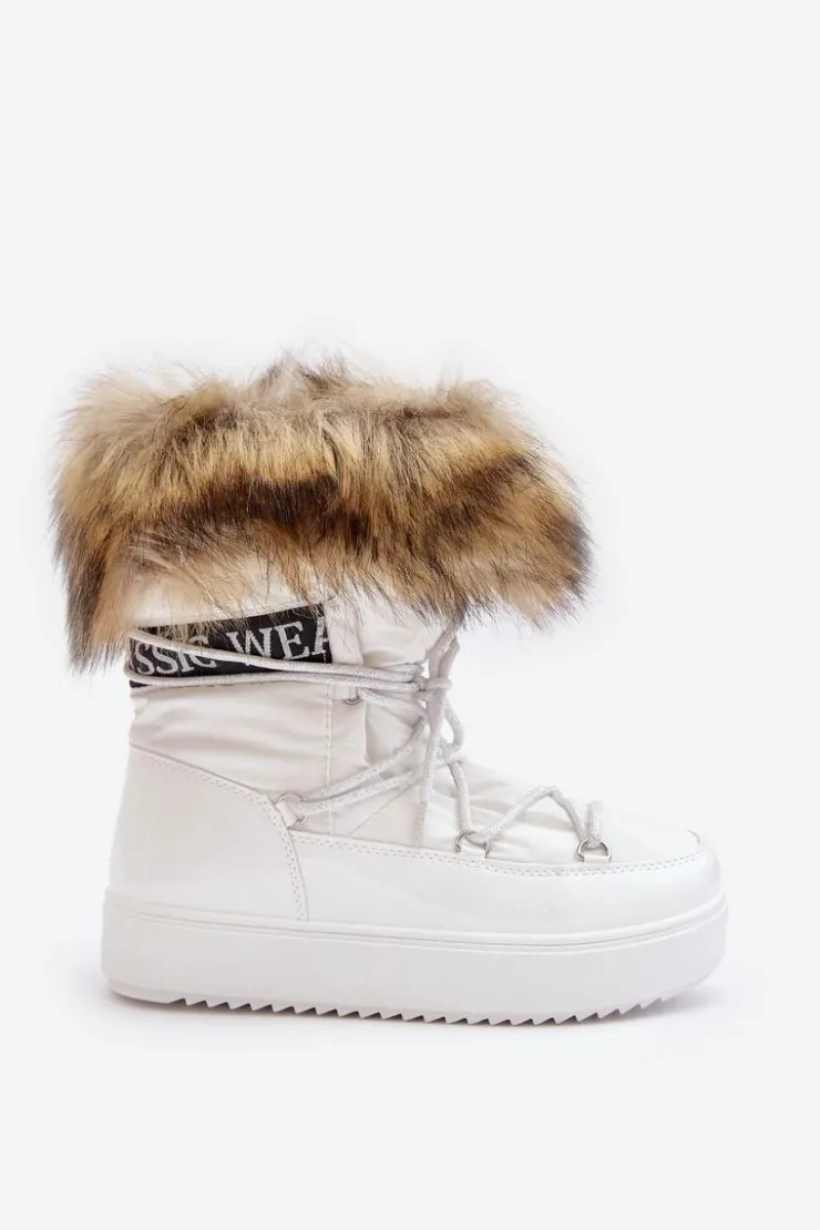 Damskie Boto Damskie Śniegowce Sznurowane Białe Santero