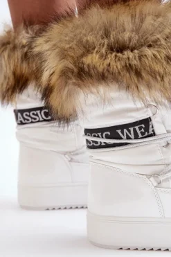 Damskie Boto Damskie Śniegowce Sznurowane Białe Santero