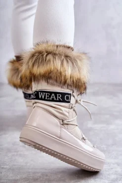 Damskie Boto Damskie Śniegowce Sznurowane Beżowe Santero