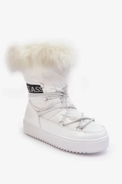 Damskie Boto Damskie Śniegowce Sznurowane Białe Santero - Białe