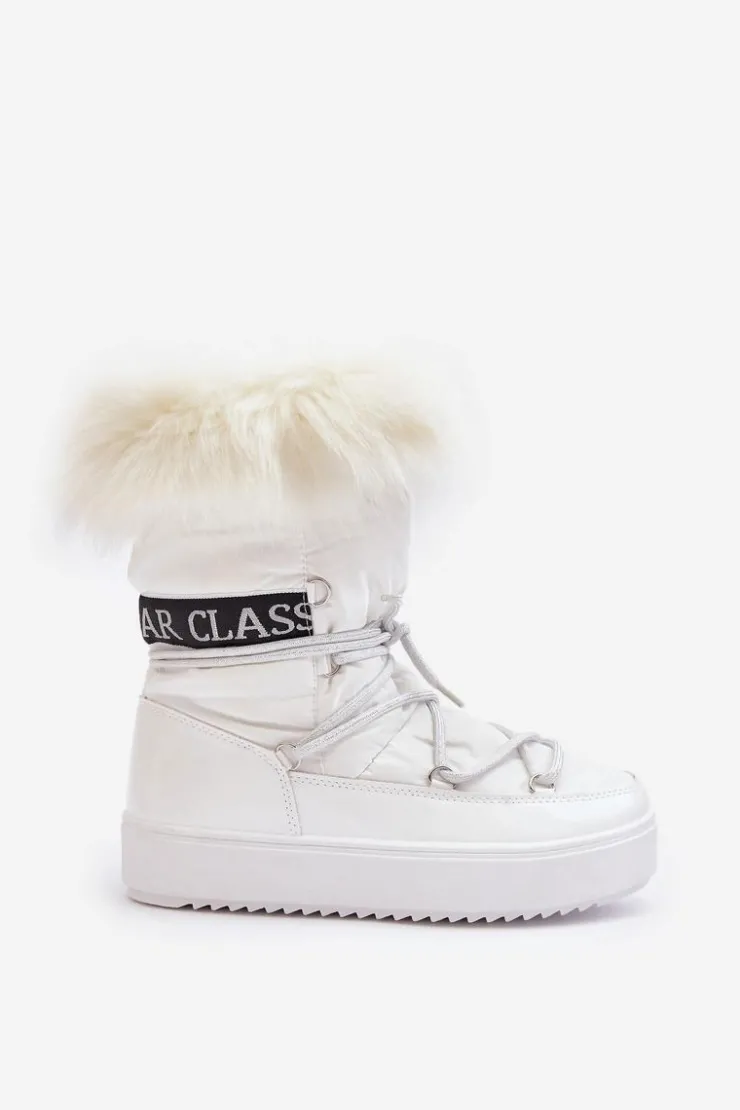 Damskie Boto Damskie Śniegowce Sznurowane Białe Santero - Białe