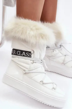 Damskie Boto Damskie Śniegowce Sznurowane Białe Santero - Białe