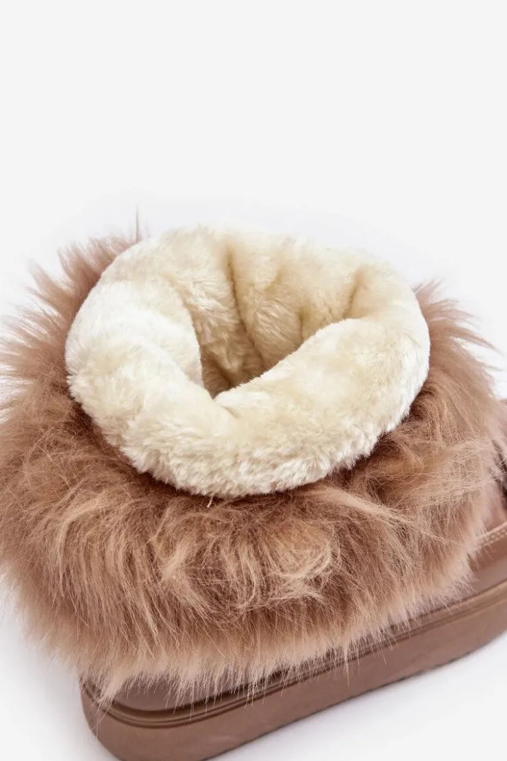 Outlet Boto Damskie Śniegowce Sznurowane Ciemnobeżowe Santero Beżowy