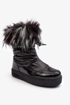 Damskie Big Star Shoes Damskie Śniegowce Z Futerkiem Czarne Big Star MM274379