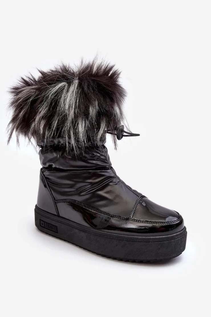 Damskie Big Star Shoes Damskie Śniegowce Z Futerkiem Czarne Big Star MM274379