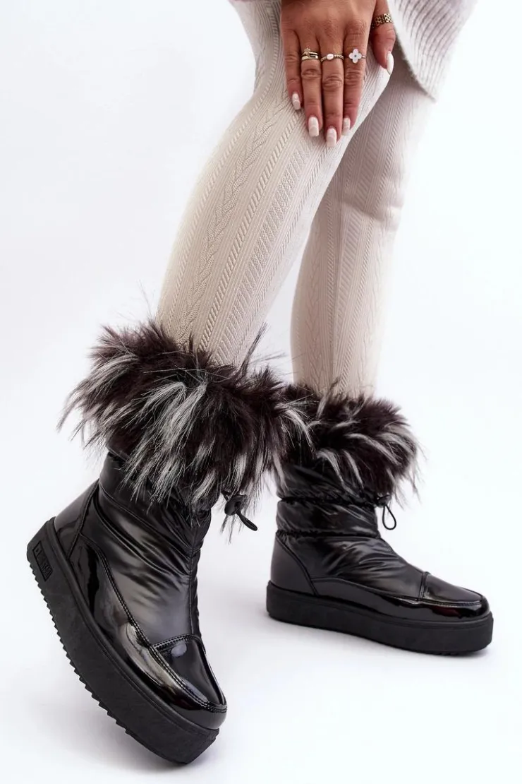 Damskie Big Star Shoes Damskie Śniegowce Z Futerkiem Czarne Big Star MM274379