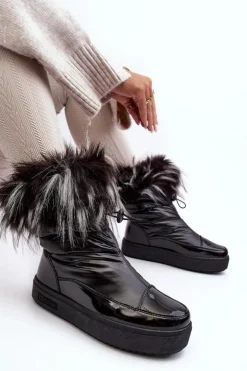 Damskie Big Star Shoes Damskie Śniegowce Z Futerkiem Czarne Big Star MM274379