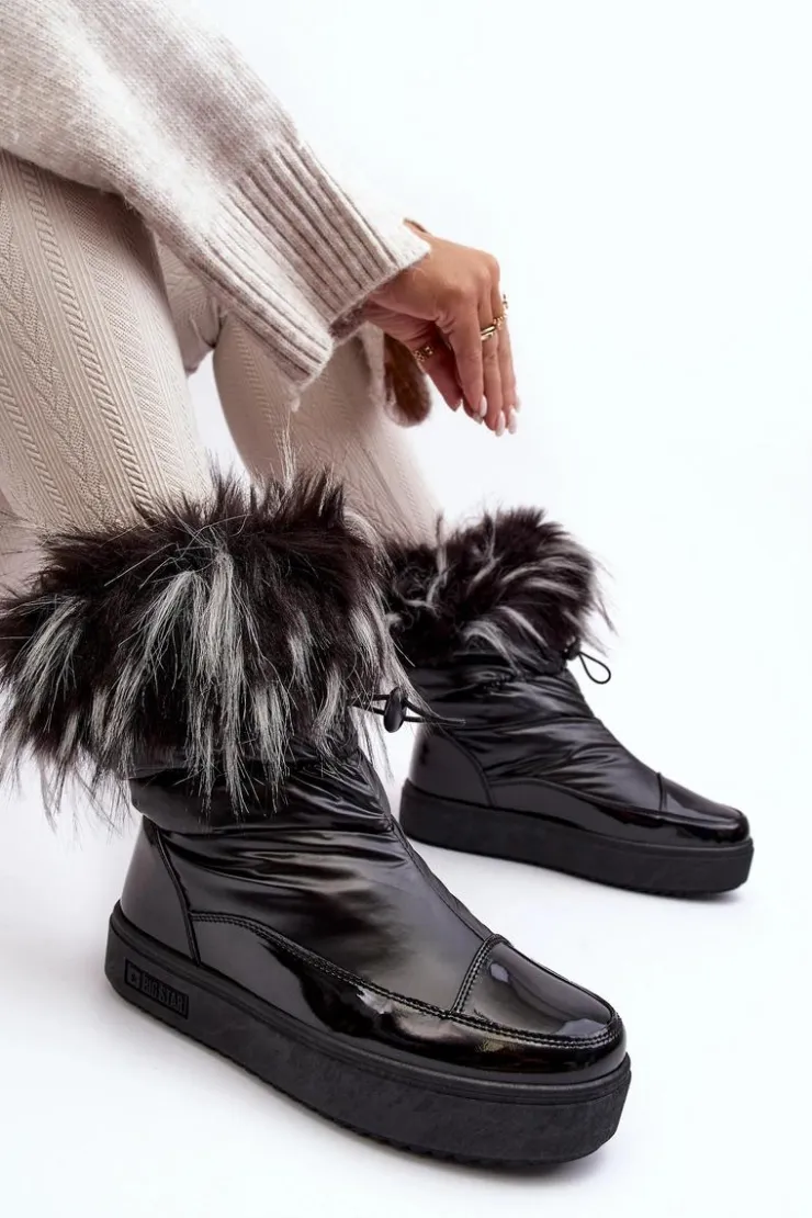 Damskie Big Star Shoes Damskie Śniegowce Z Futerkiem Czarne Big Star MM274379
