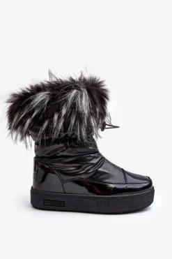 Damskie Big Star Shoes Damskie Śniegowce Z Futerkiem Czarne Big Star MM274379