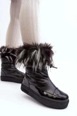 Damskie Big Star Shoes Damskie Śniegowce Z Futerkiem Czarne Big Star MM274379