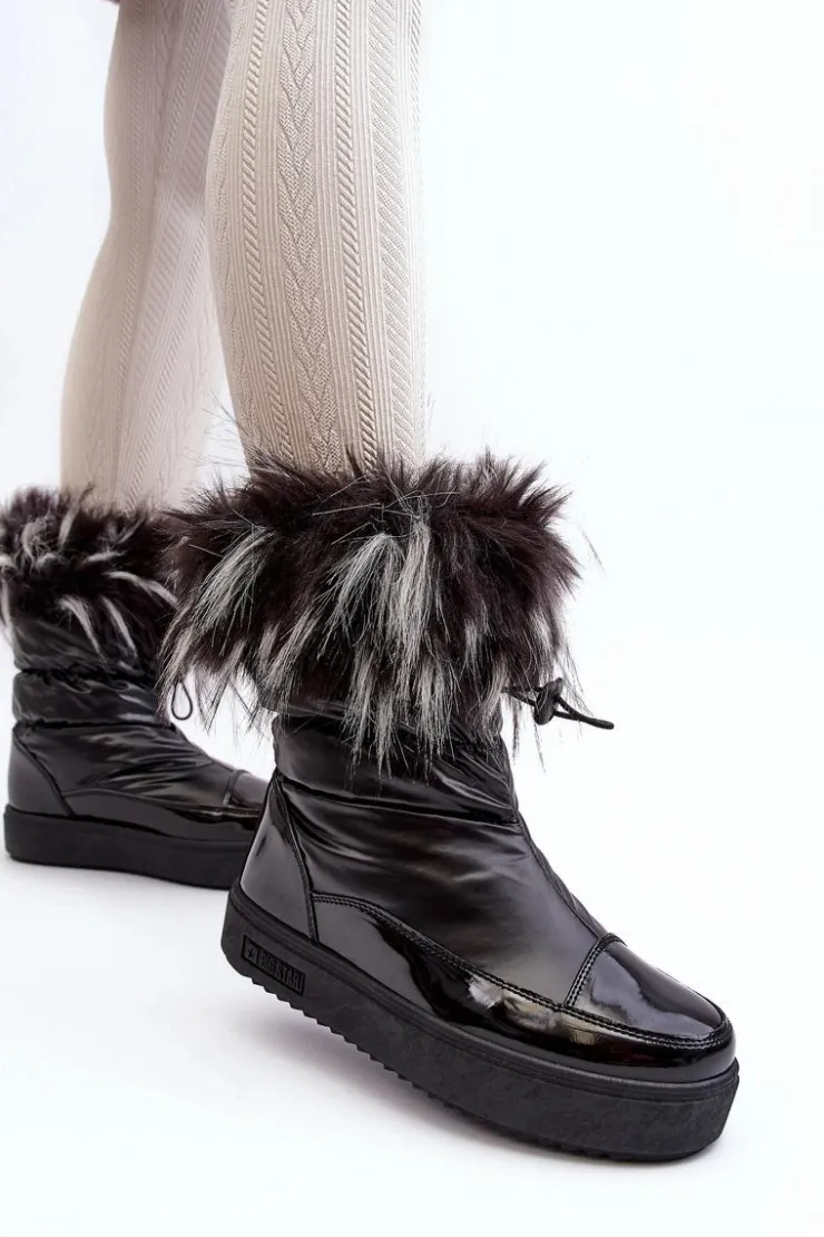 Damskie Big Star Shoes Damskie Śniegowce Z Futerkiem Czarne Big Star MM274379
