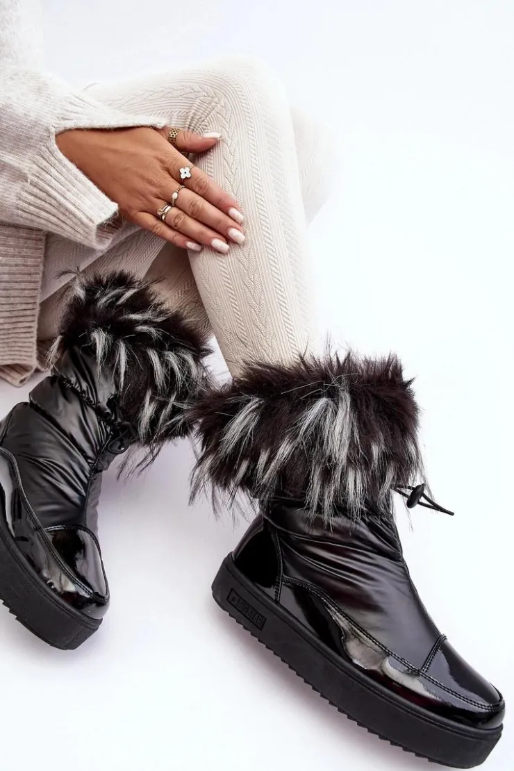 Damskie Big Star Shoes Damskie Śniegowce Z Futerkiem Czarne Big Star MM274379