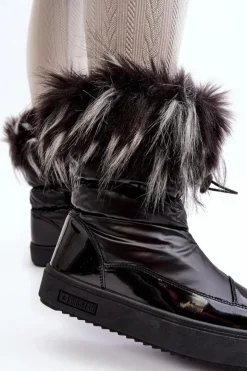 Damskie Big Star Shoes Damskie Śniegowce Z Futerkiem Czarne Big Star MM274379