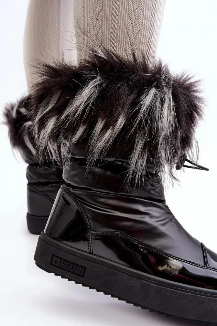 Damskie Big Star Shoes Damskie Śniegowce Z Futerkiem Czarne Big Star MM274379