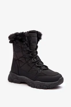 Best Evento Damskie Śniegowce Z Futerkiem Na Suwak Czarne Vittora