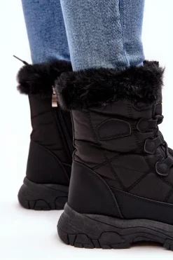 Best Evento Damskie Śniegowce Z Futerkiem Na Suwak Czarne Vittora