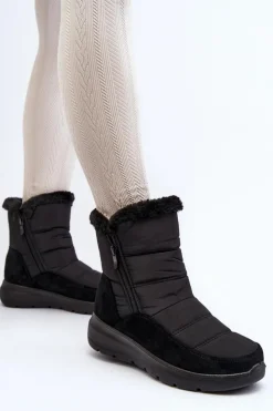 Damskie Boto Damskie Śniegowce Z Futerkiem Czarne Primose