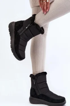 Damskie Boto Damskie Śniegowce Z Futerkiem Czarne Primose