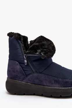 Best Boto Damskie Śniegowce Z Futerkiem Granatowe Primose Niebieski