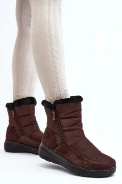 Damskie Boto Damskie Śniegowce Z Futerkiem Brązowe Primose