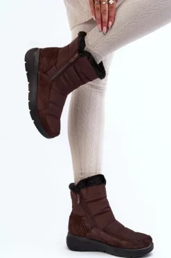 Damskie Boto Damskie Śniegowce Z Futerkiem Brązowe Primose