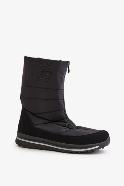 Damskie Boto Damskie Śniegowce Z Suwakiem Progress PROGJ-22-130 Czarne